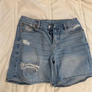 American Eagle Outfitters Light Blue Distressed Jean Shorts